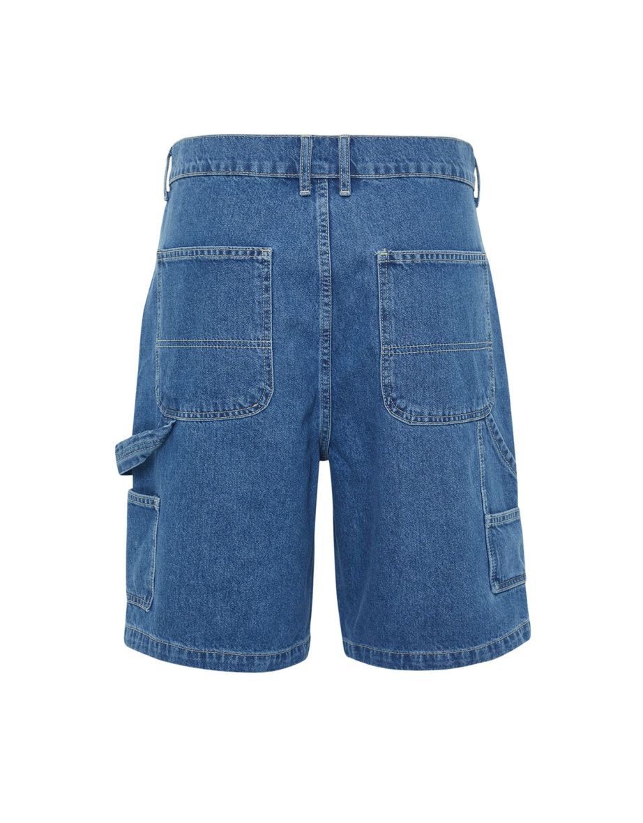 Men's Navy Blue Wide-Fit Carpenter Denim Shorts - 7