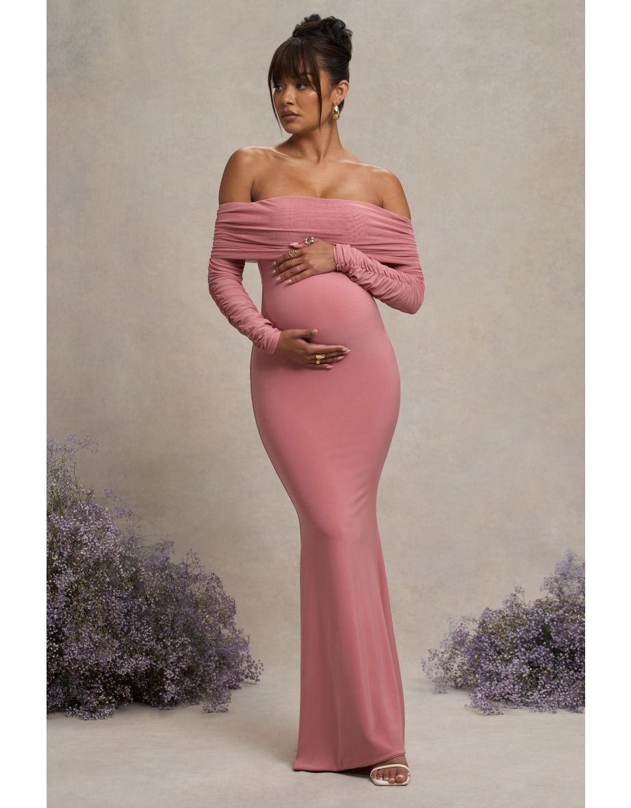 Pretty Perfect | Blush Pink Maternity Halter Asymmetric Maxi Dress with Cut Out