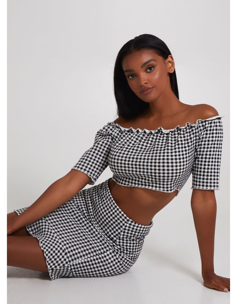 Gingham bardot online top