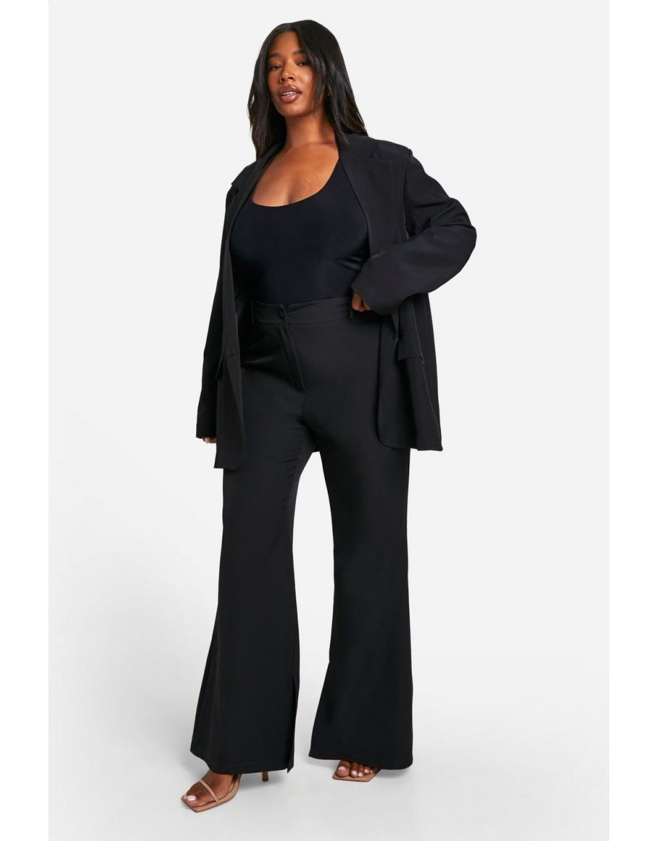 Plus Split Ankle Fit & Flare Tailored Trousers - black