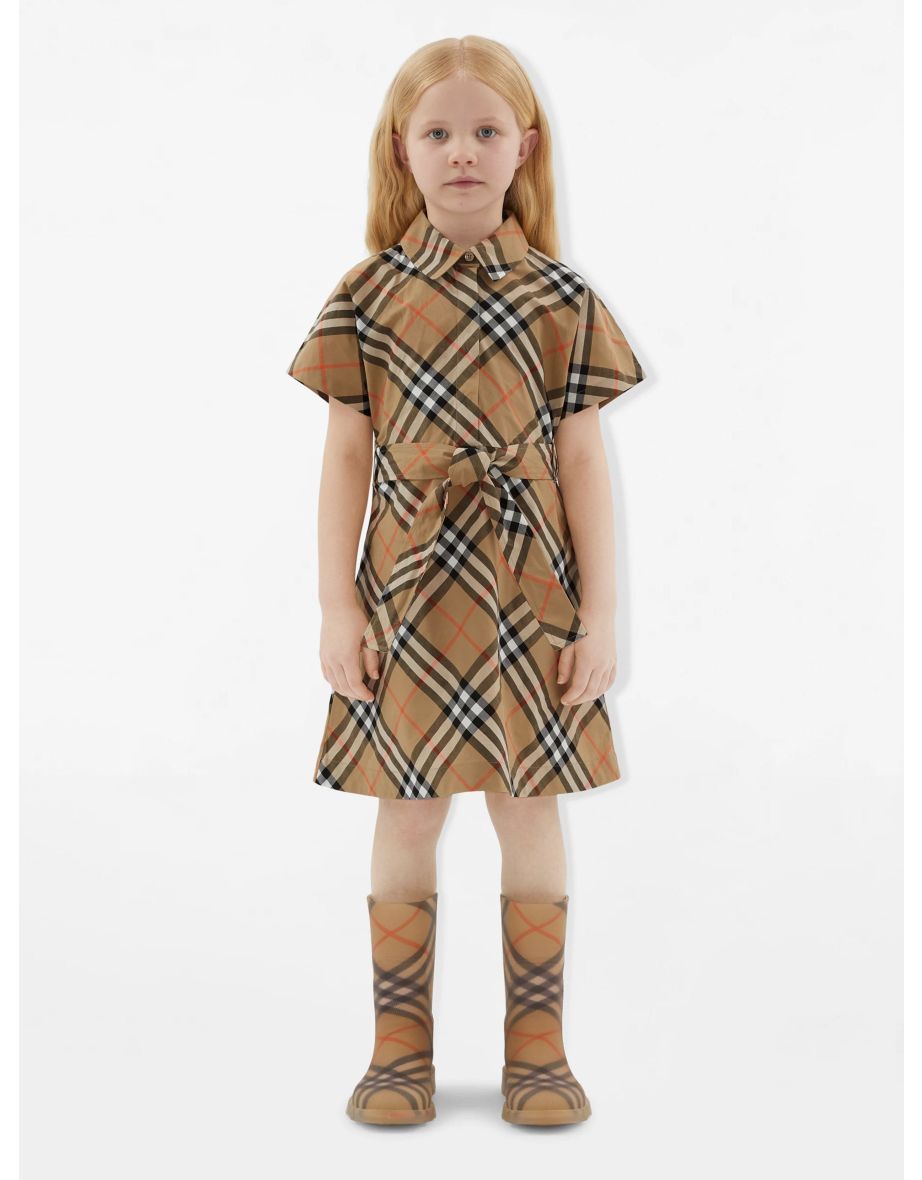 Burberry Girls Giulietta Check Dress in Beige