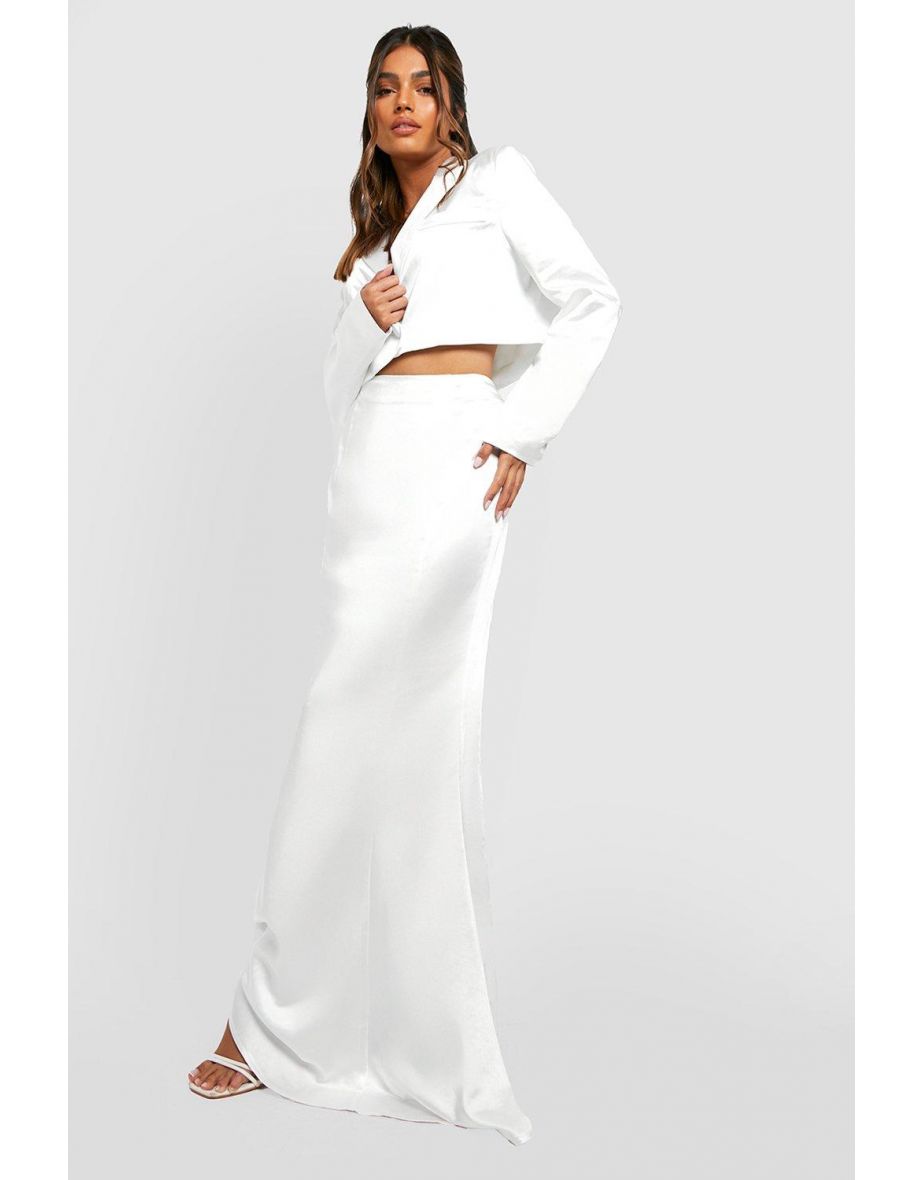 Ivory satin 2025 maxi skirt