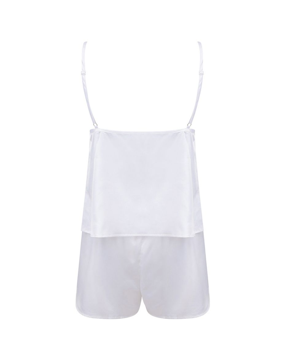 Towel City Ladies/Womens Satin Cami Short PJs - White - 1