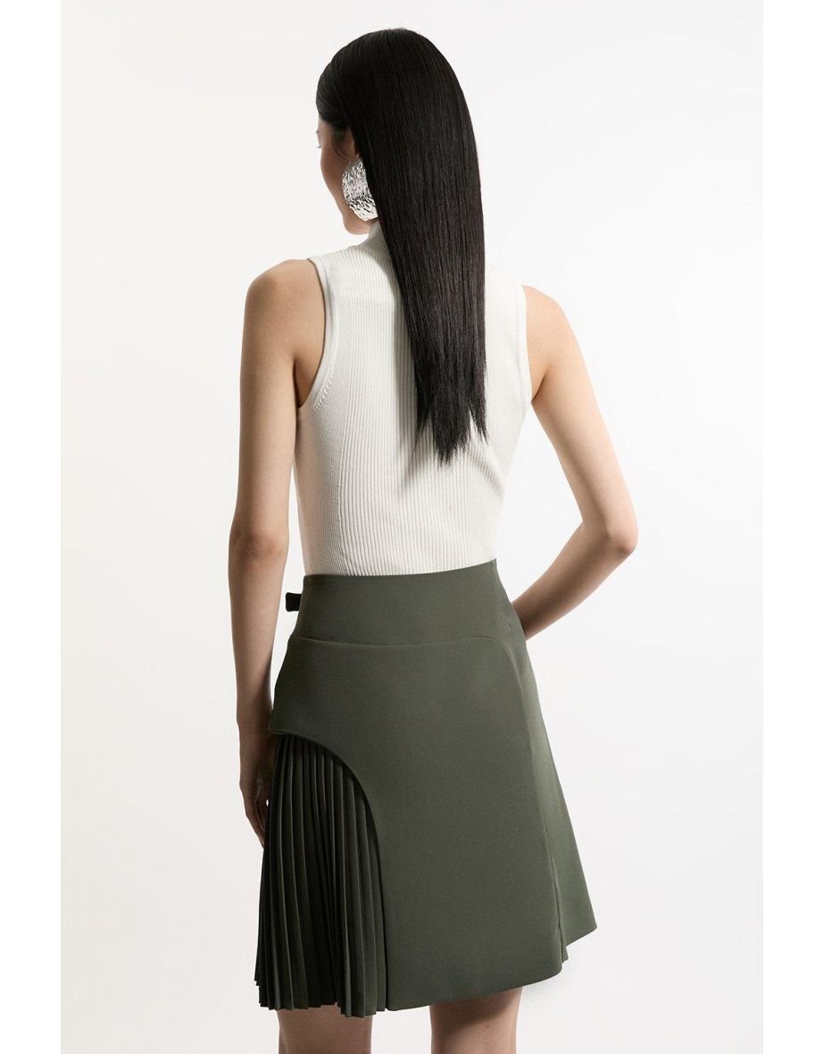 Buckle Detail Pleated Mini Skirt - 5