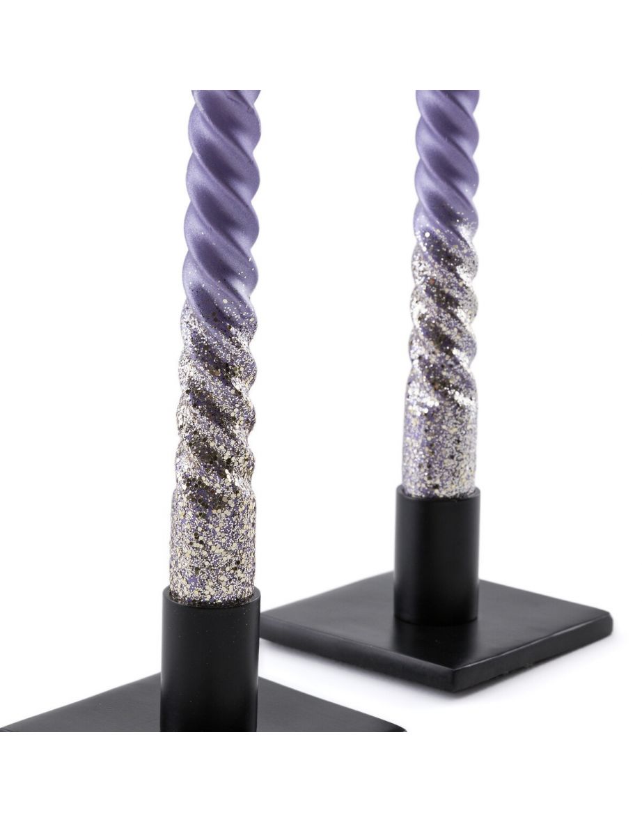 Set of 2 Caspar Glitter Twist Candles - 3