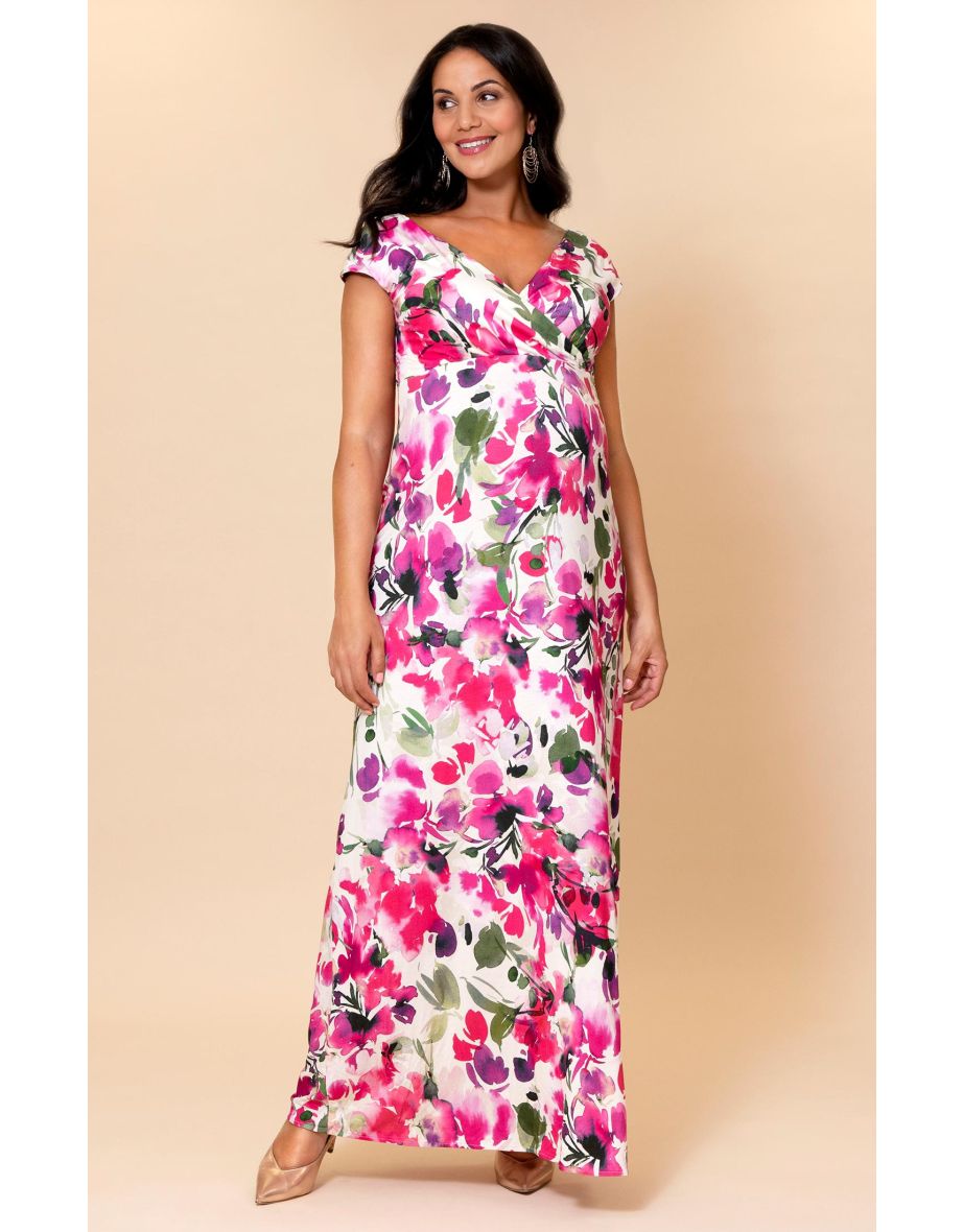 Alana Maternity Maxi Dress Fuchsia Florals