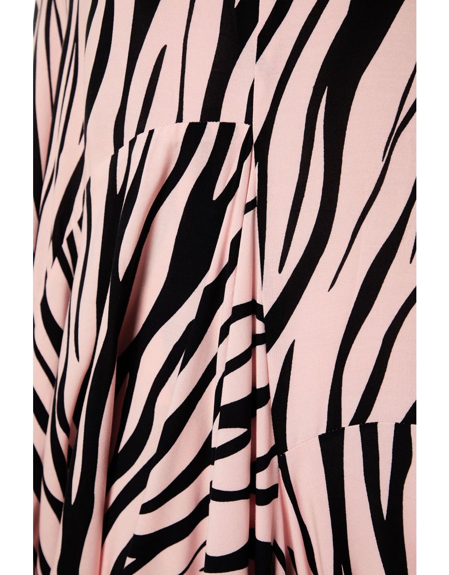 Black-Multicolor Tropical Oversize Maxi Woven 100% Viscose Dress - 7