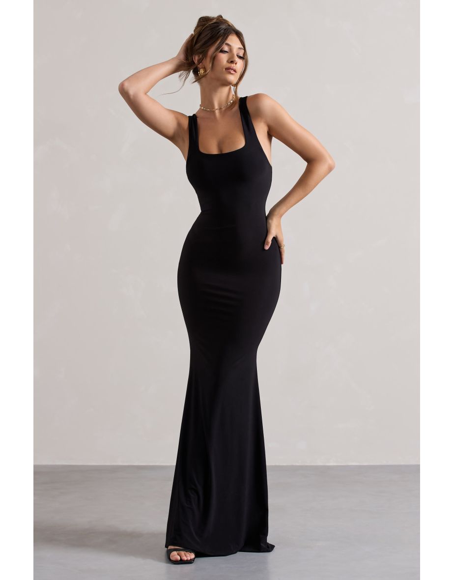 Mahina | Black Square-Neck Maxi Dress