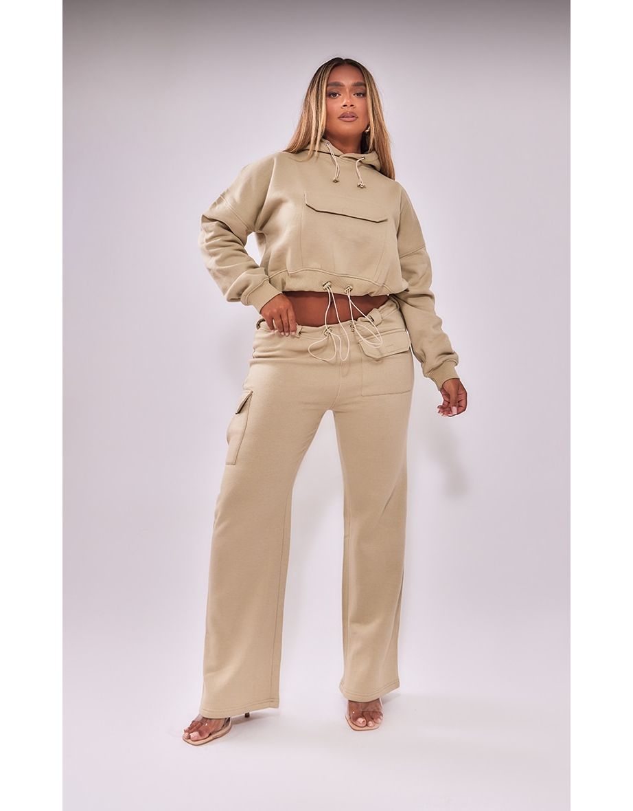 Shape Stone Toggle Waist Pocket Detail Wide Leg Joggers