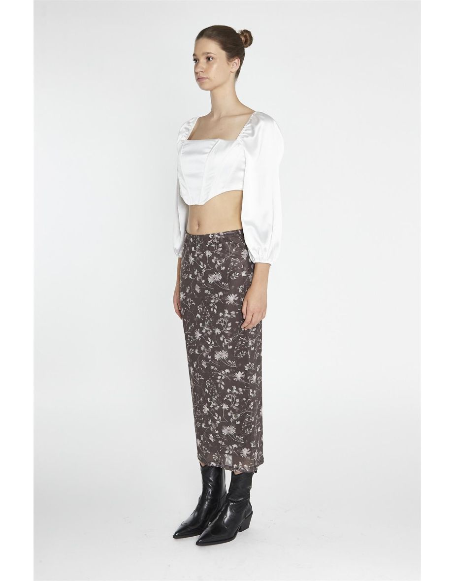 White-Satin Corset Crop-Top - 3