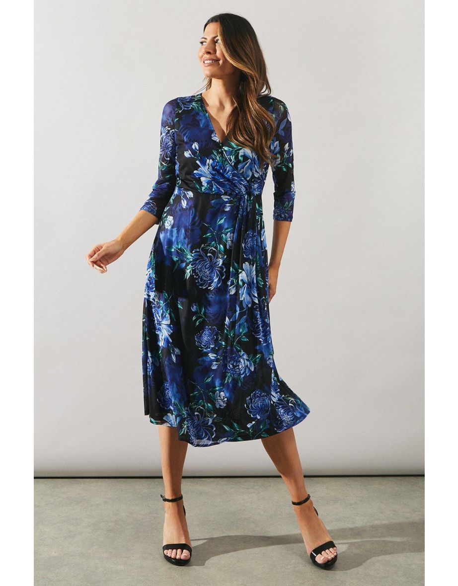 Occasion Mesh Twisted Pleat Midi Dress