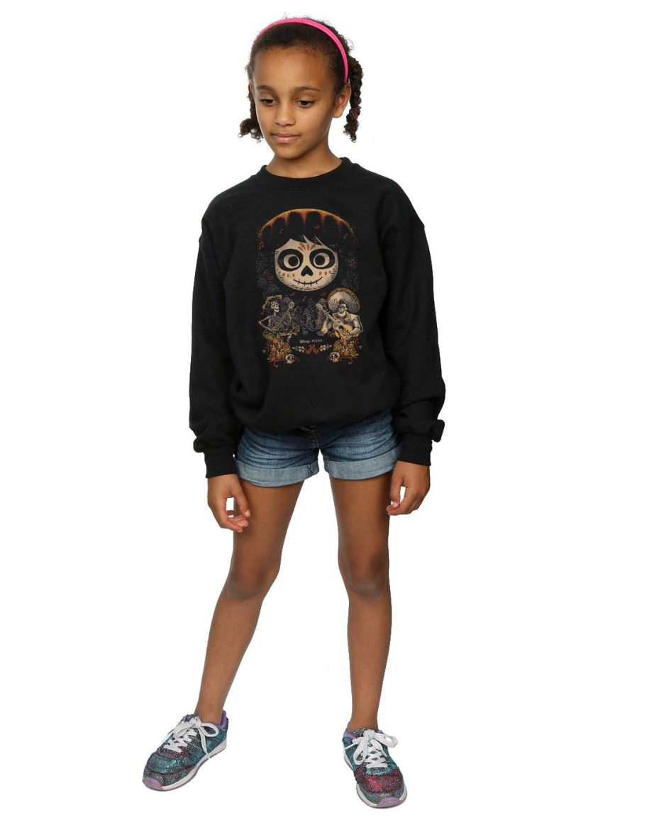 Disney Girls Coco Miguel Face Poster Sweatshirt - Black - 3