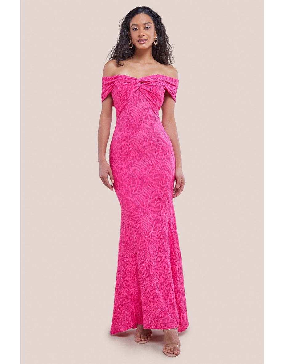 Goddiva Front Knot Twist  Maxi Dress - Magenta