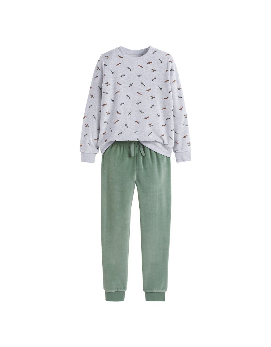 Velour Pyjamas with Planes/Cars Print