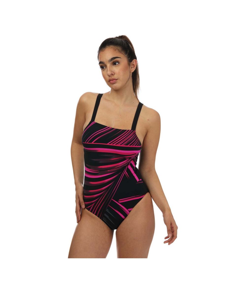 Women's Speedo Sculpture Amberglow Printed Swimsuit in Black