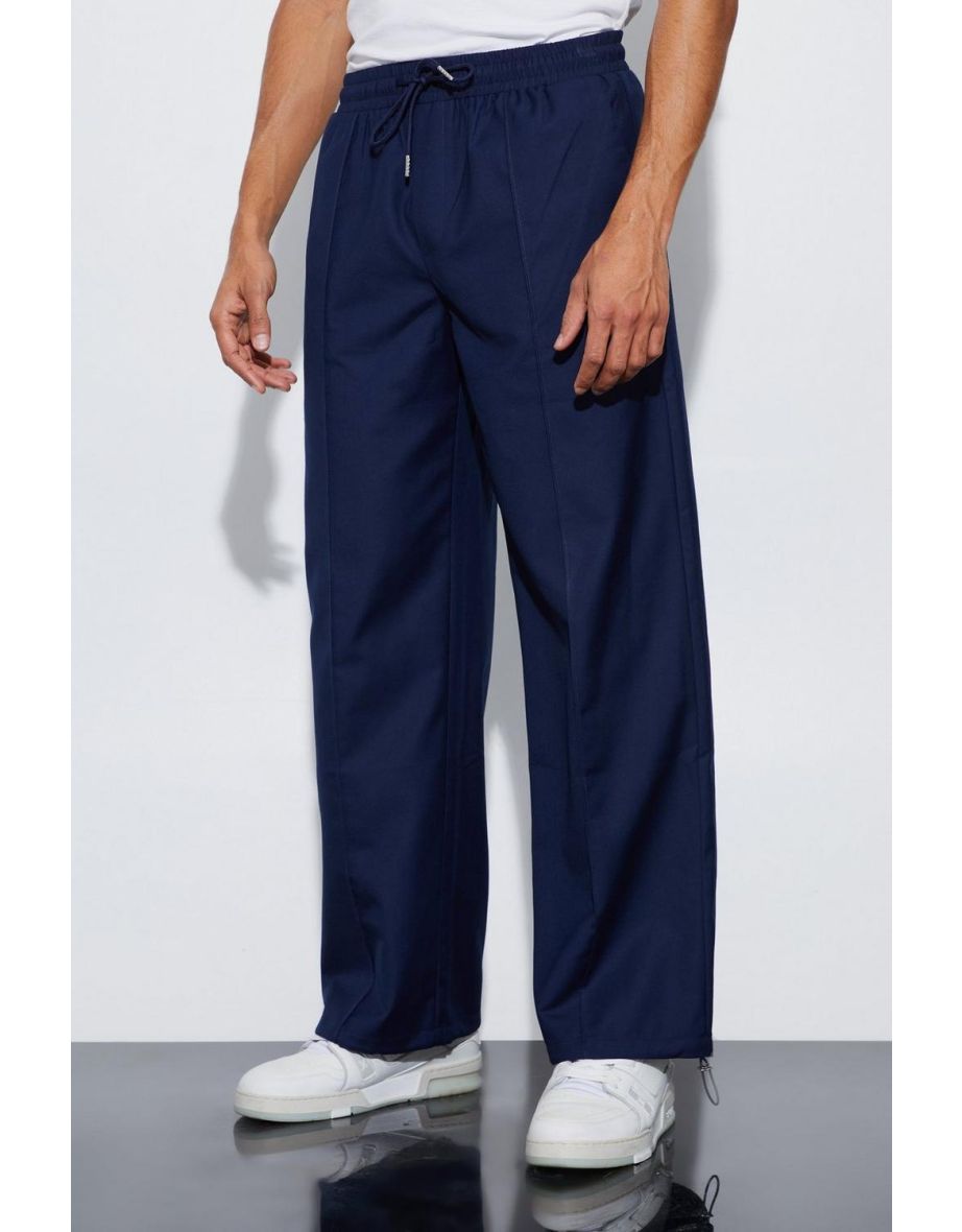 Tailored Pin Tuck Wide Leg Joggers