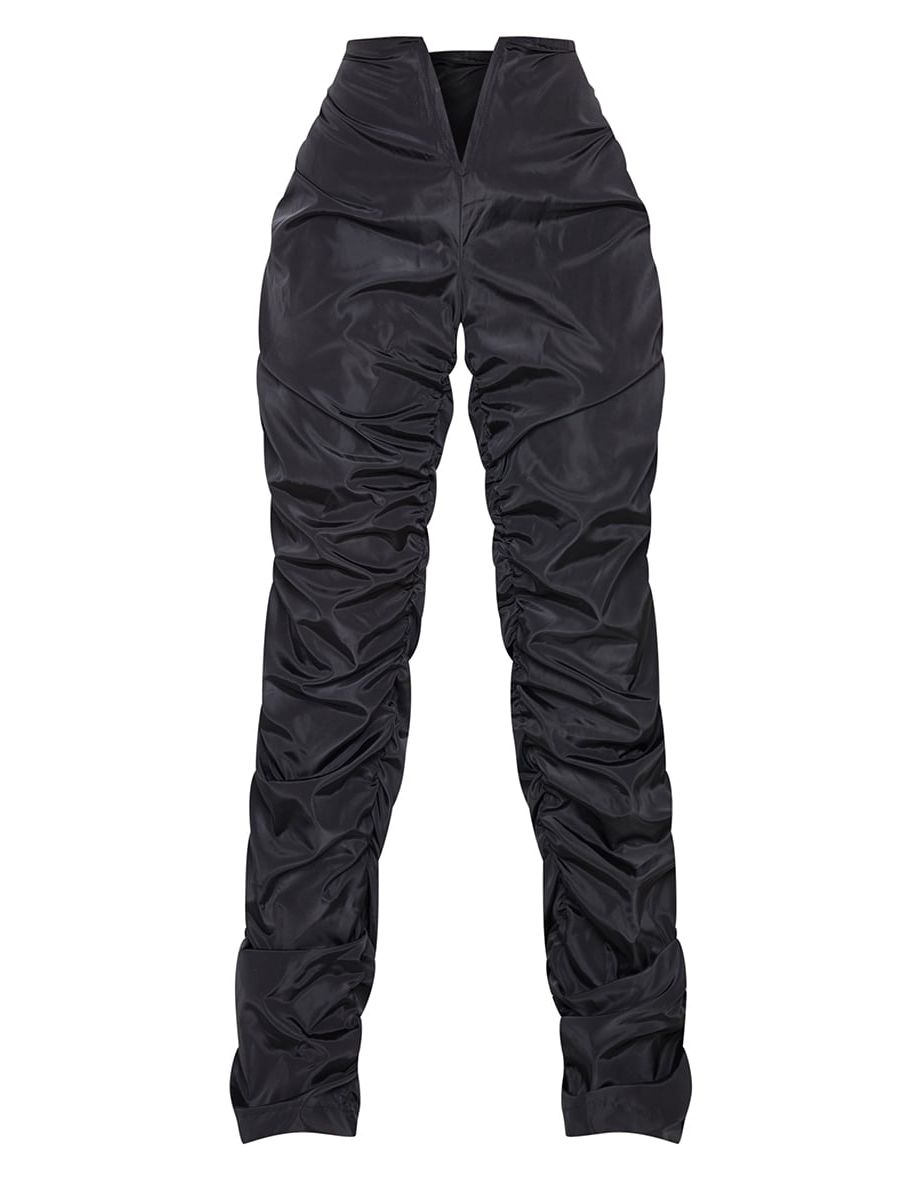 Petite Black V Front Waist Ruched Leg Cargo Trousers - 4