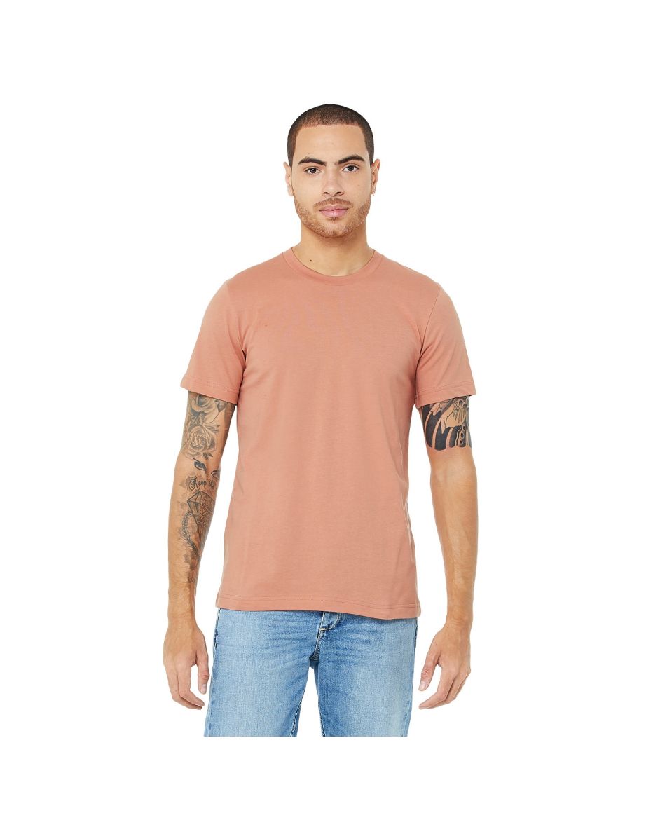 Canvas Jersey Crew Neck T-Shirt / Mens Short Sleeve T-Shirt - Terracotta - 3