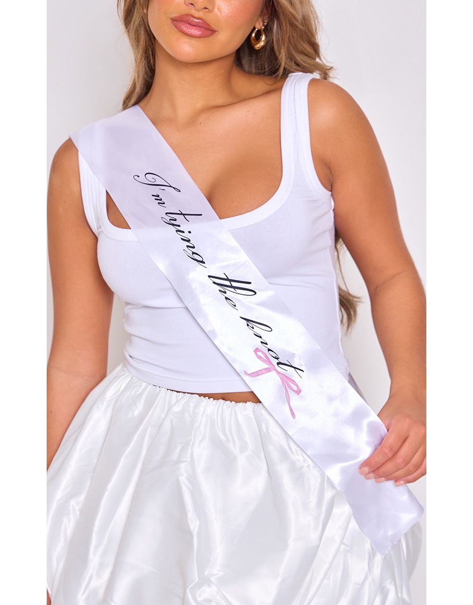 White 'Buy Me A Shot' Bridal Sash