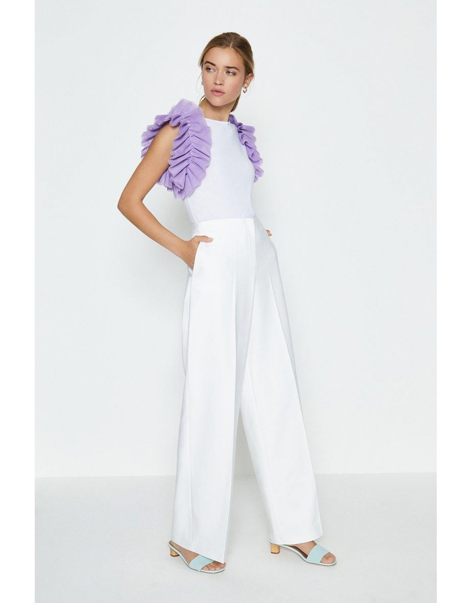 Essential Cotton Sateen Wide Leg Trousers