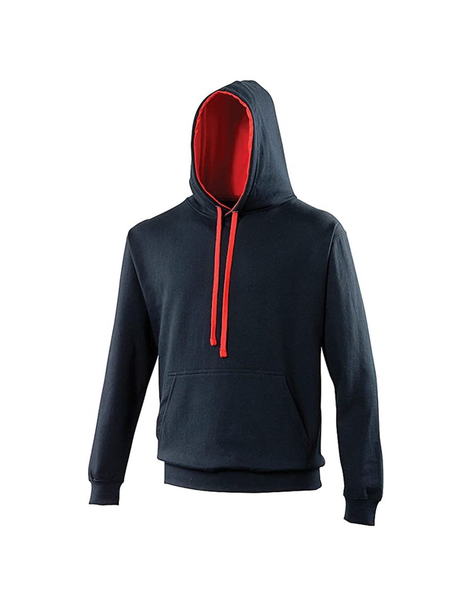 Awdis Mens Varsity Hooded Sweatshirt / Hoodie / Zoodie - New French Navy/Fire Red