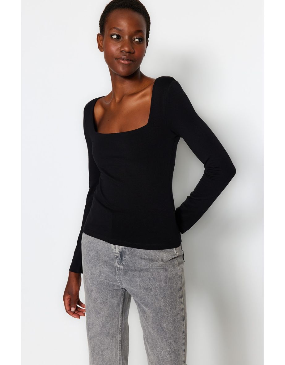 Blouse - Black - Slim fit