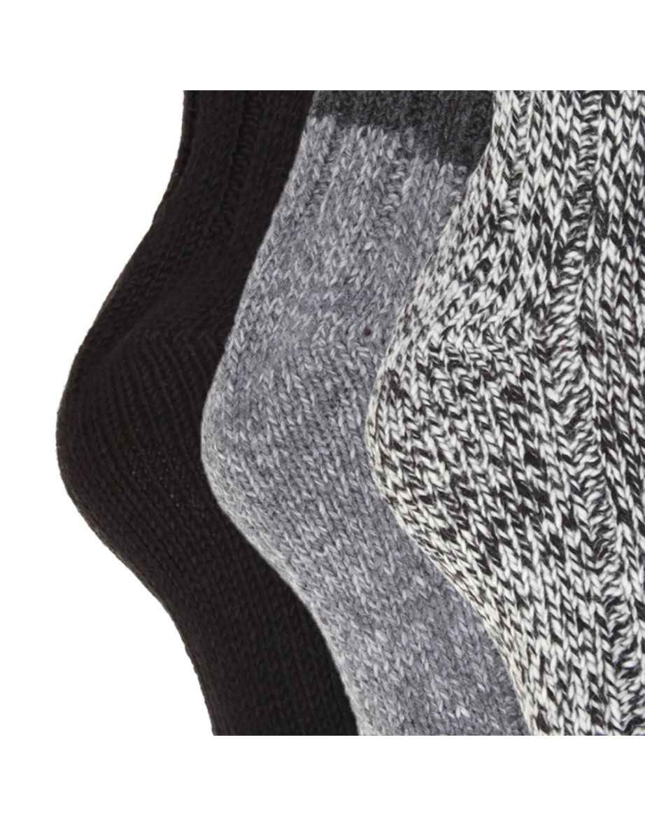 FLOSO Ladies/Womens Thermal Thick Chunky Wool Blended Socks (Pack Of 3) - Black - 1