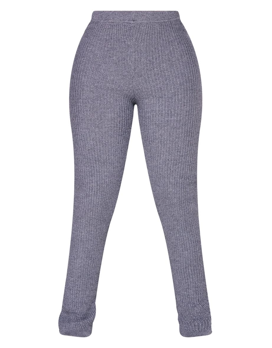 Petite Charcoal Knitted Rib High Waisted Skinny Flares - 4