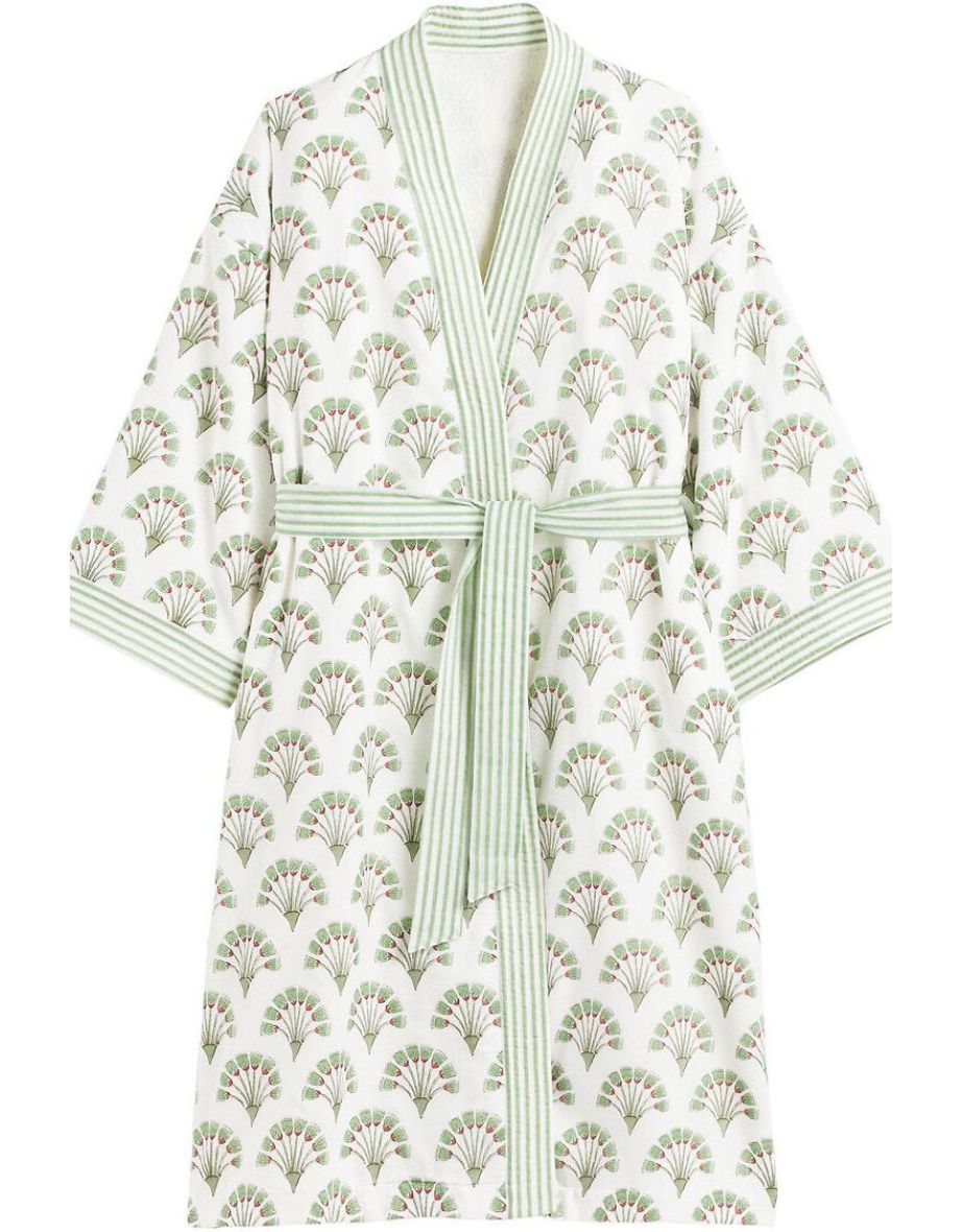 Joyce Palmette 100% Terry Towelling Bath Robe