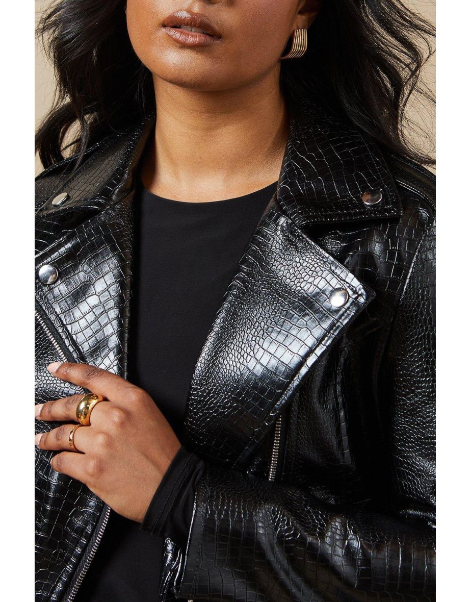 Crocodile Pu Biker Jacket - 3