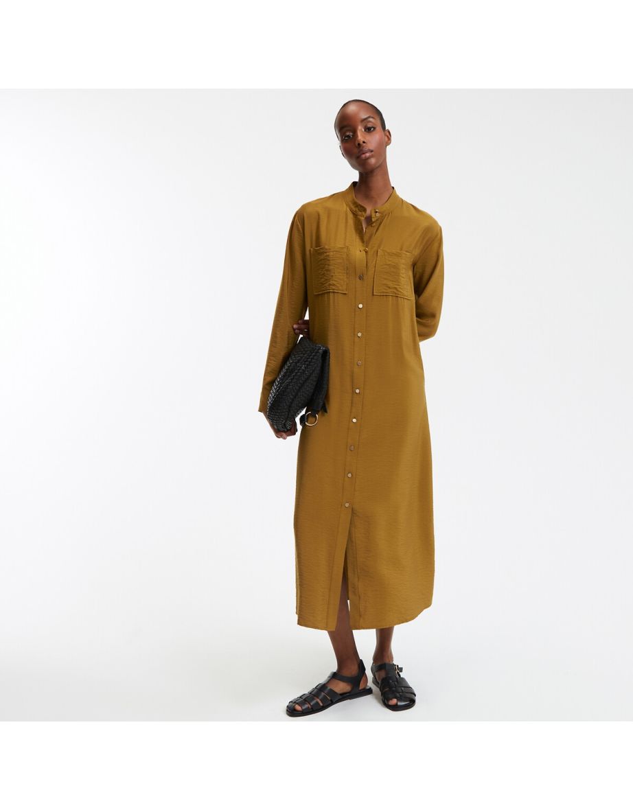 Maxi Shift Dress with Long Sleeves