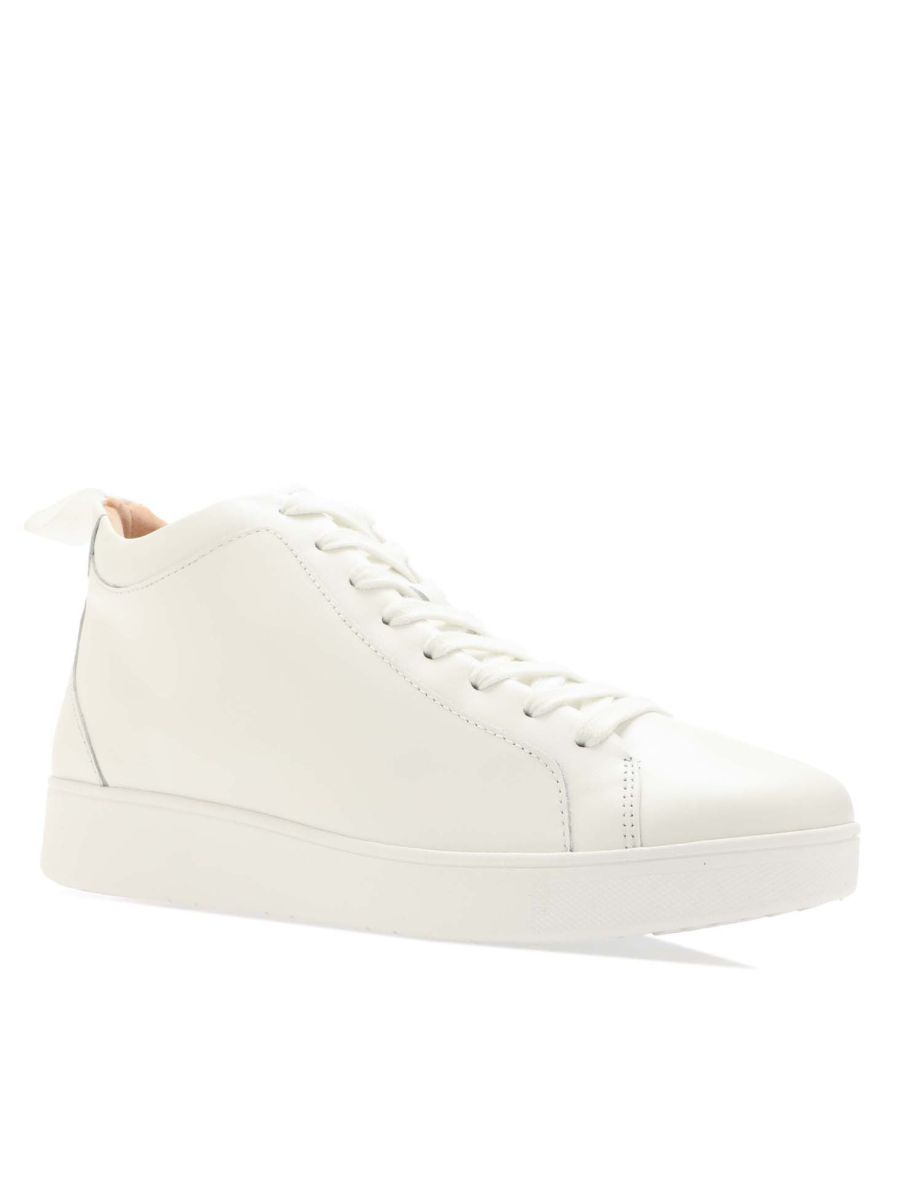 Women's Fit Flop Rally Leather High Top Trainers in White