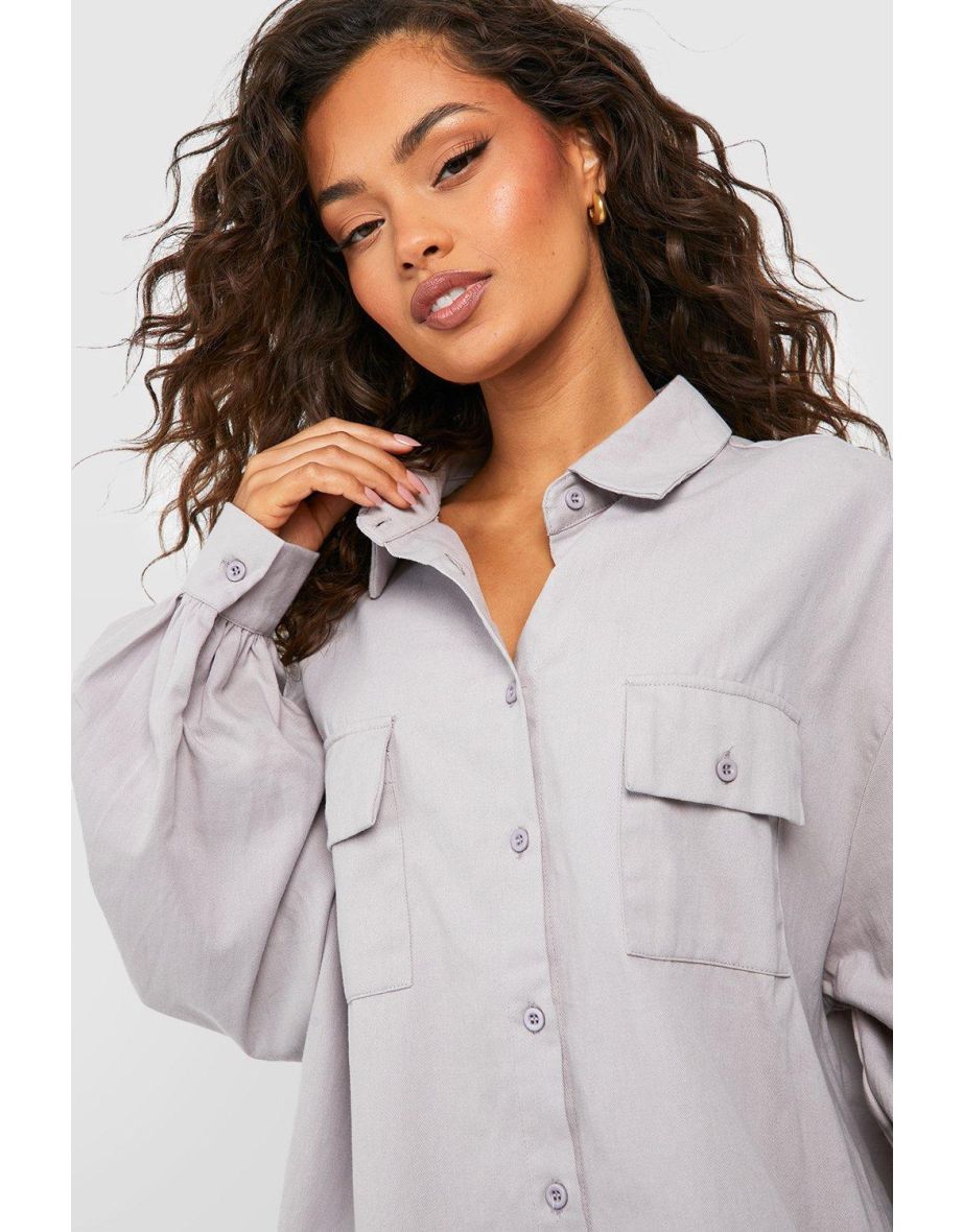 Extreme Oversized Utility Shirt Dress - grey - 3