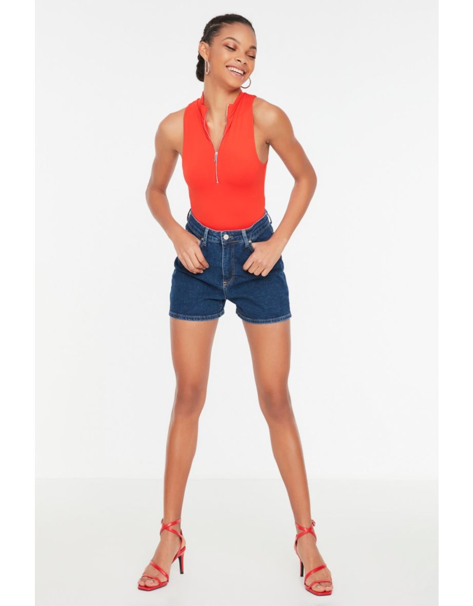 Shop Shorts Navy blue High Waist Online in Qatar VogaCloset
