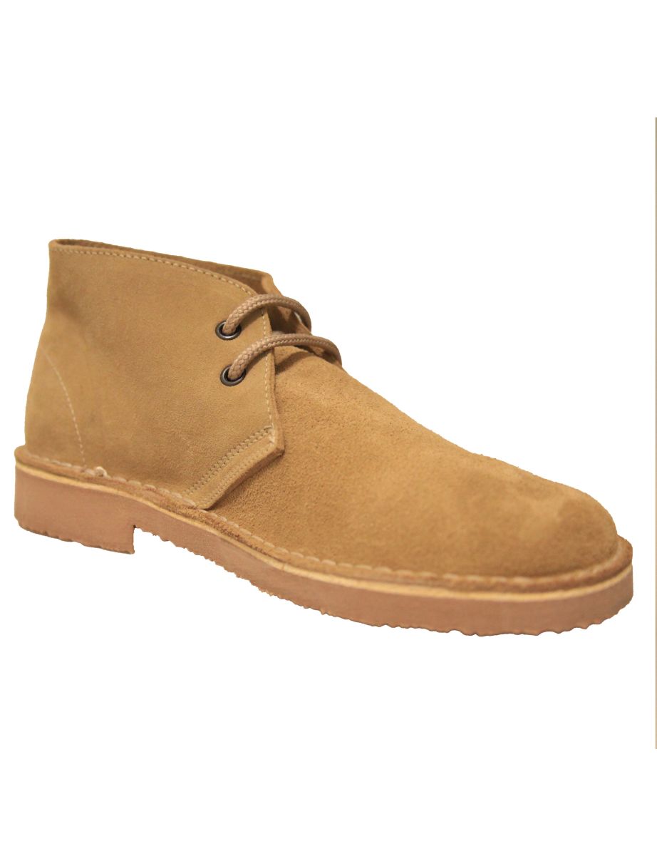 Roamers Mens Real Suede Unlined Desert Boots - Sand