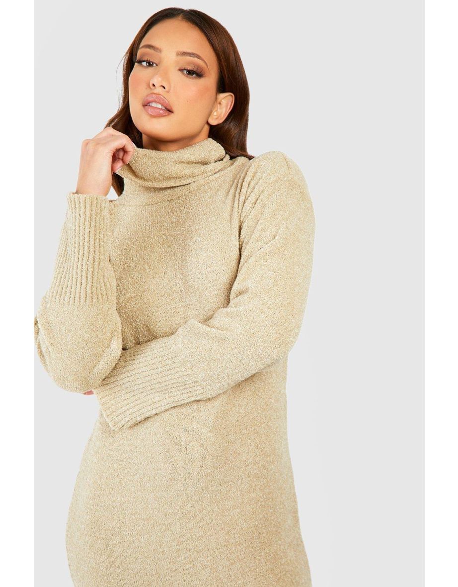 Tall Cowl Neck Midaxi Knitted Dress - 3