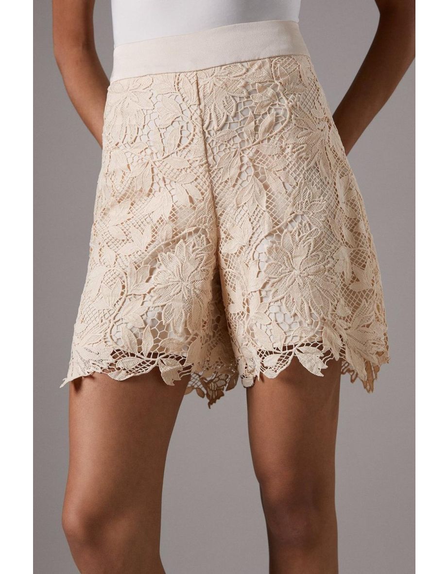 Lace Shorts With Satin Waist - 3