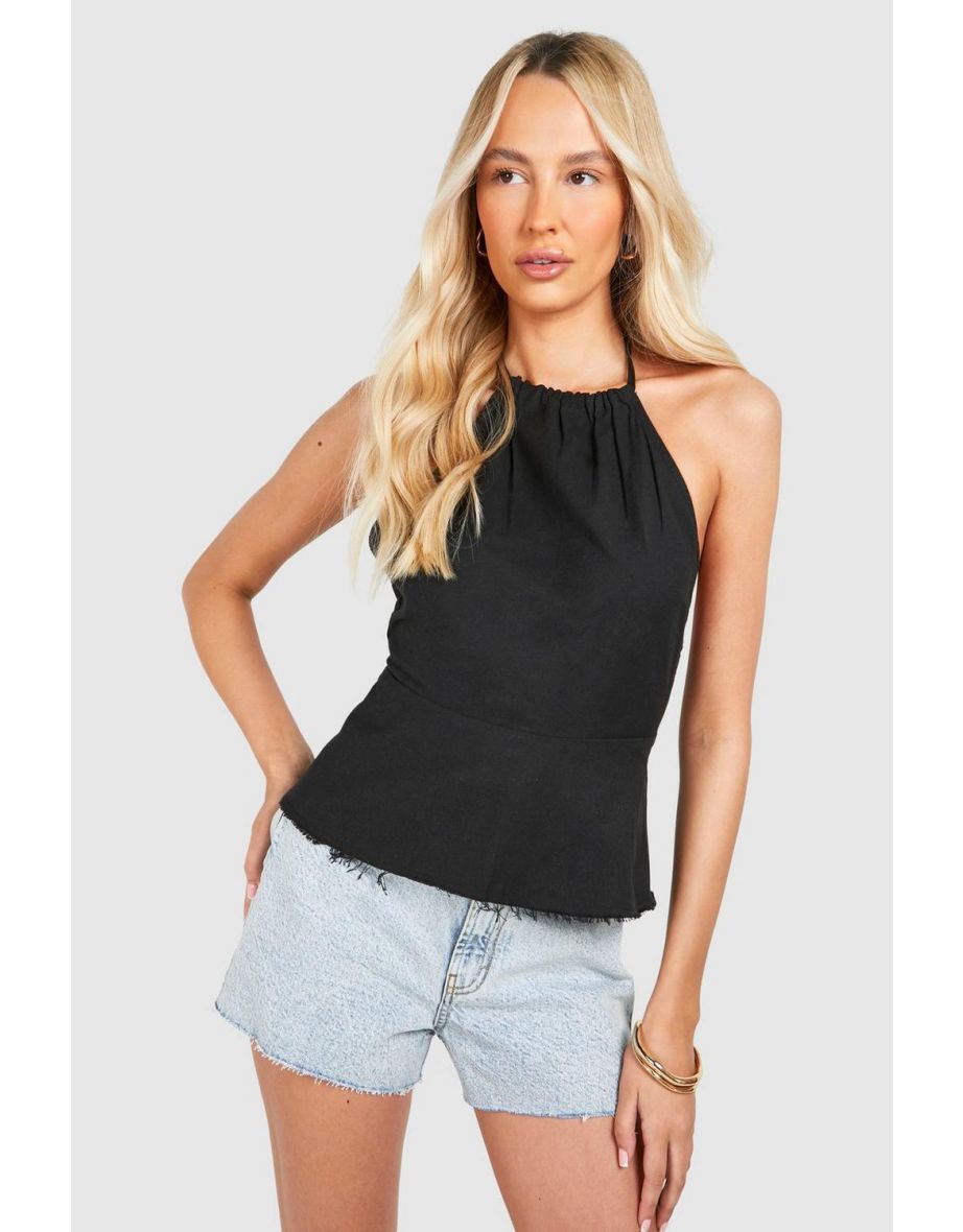 Tall Halter Linen Smock Top