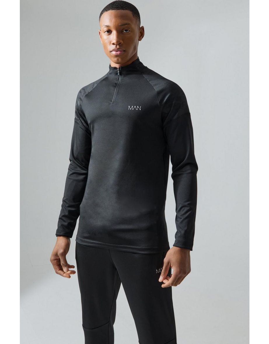 Man Active Camo 1/4 Tracksuit - black - 2