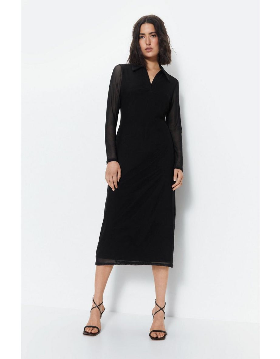 Mesh Shirt Dress - 2