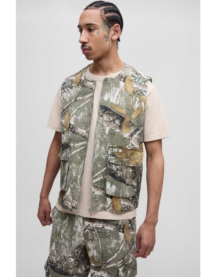 Regular Forest Camo Cargo Pocket Utility Vest