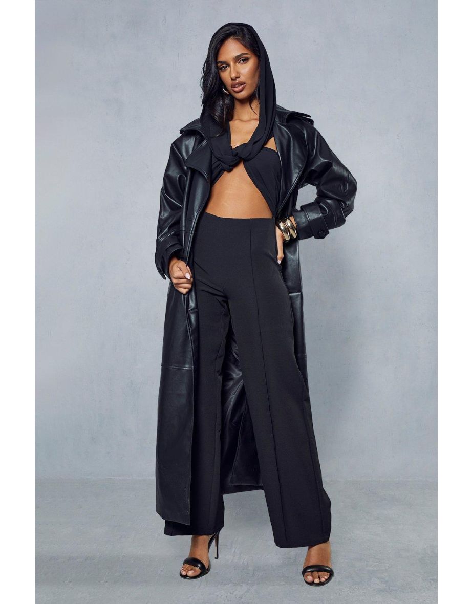 Chiffon Twist Hooded Cut Out Flare Leg Jumpsuit
