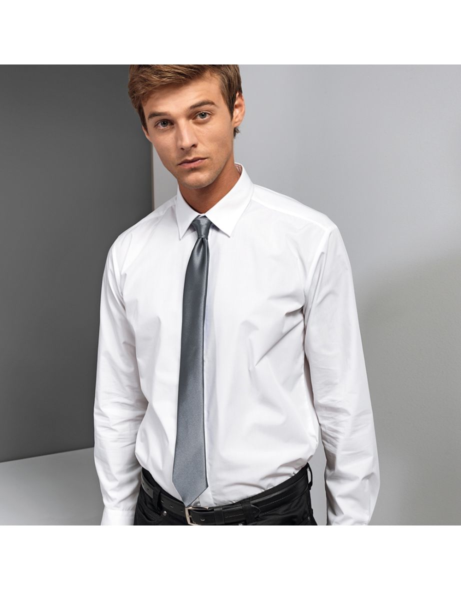 Premier Colours Mens Satin Clip Tie - Steel - 1