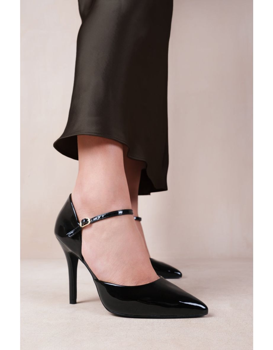 REFLEX MID HIGH HEELS WITH POINTED TOE IN BLACK PATENT - 1