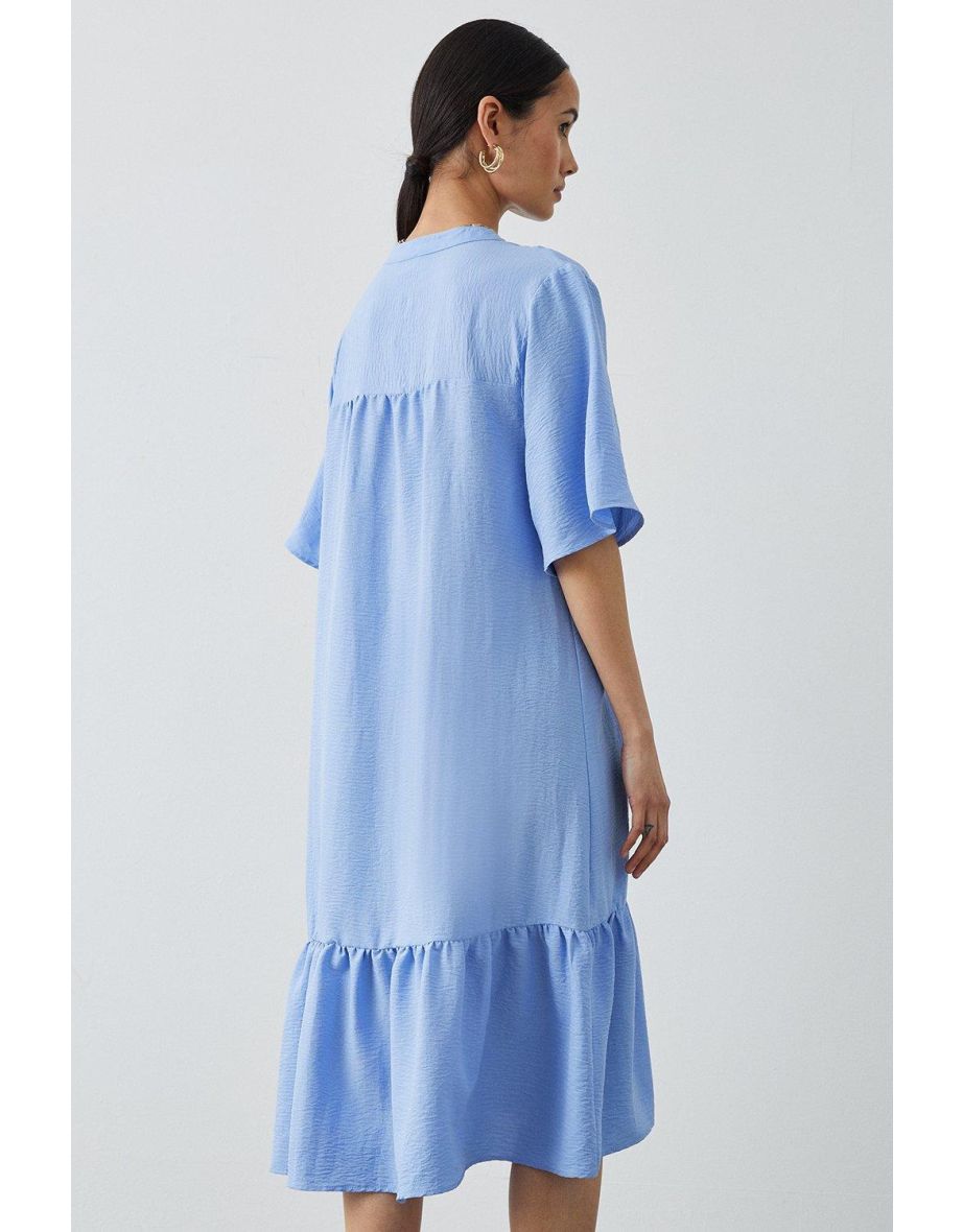 Blue Tiered Smock Midi Dress - blue - 3
