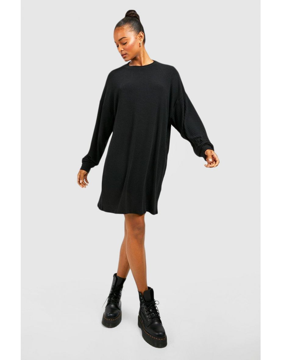 Shop Tall Soft Rib Longsleeve T shirt Dress black Online in Oman VogaCloset