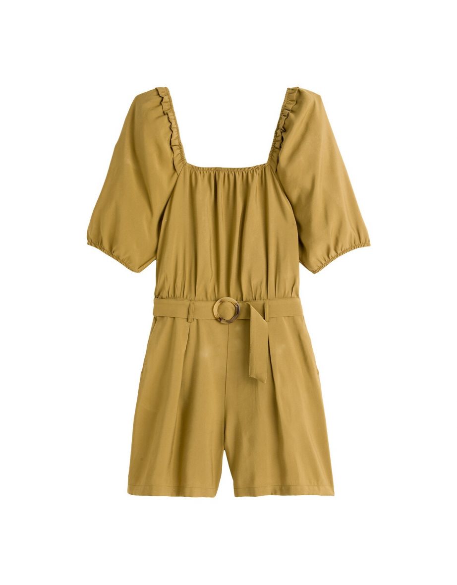 Playsuit with Short Puff Sleeves - 4