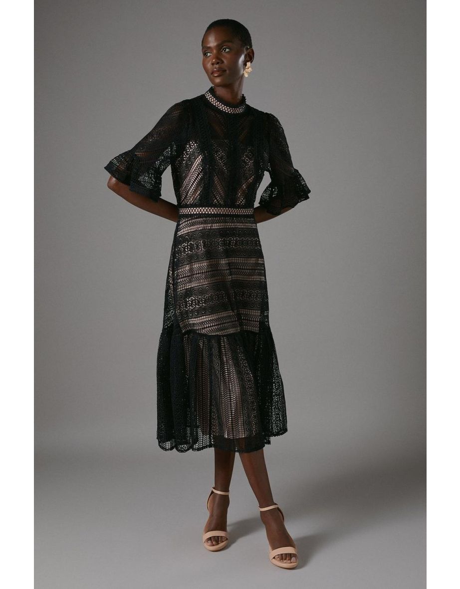 Lace Tiered Midi Dress