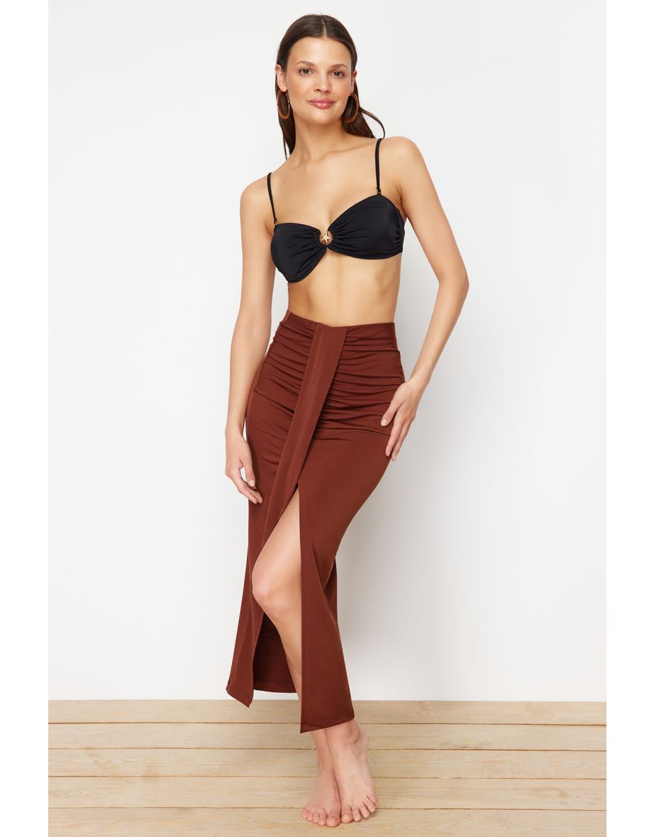 Brown Maxi Woven Skirt