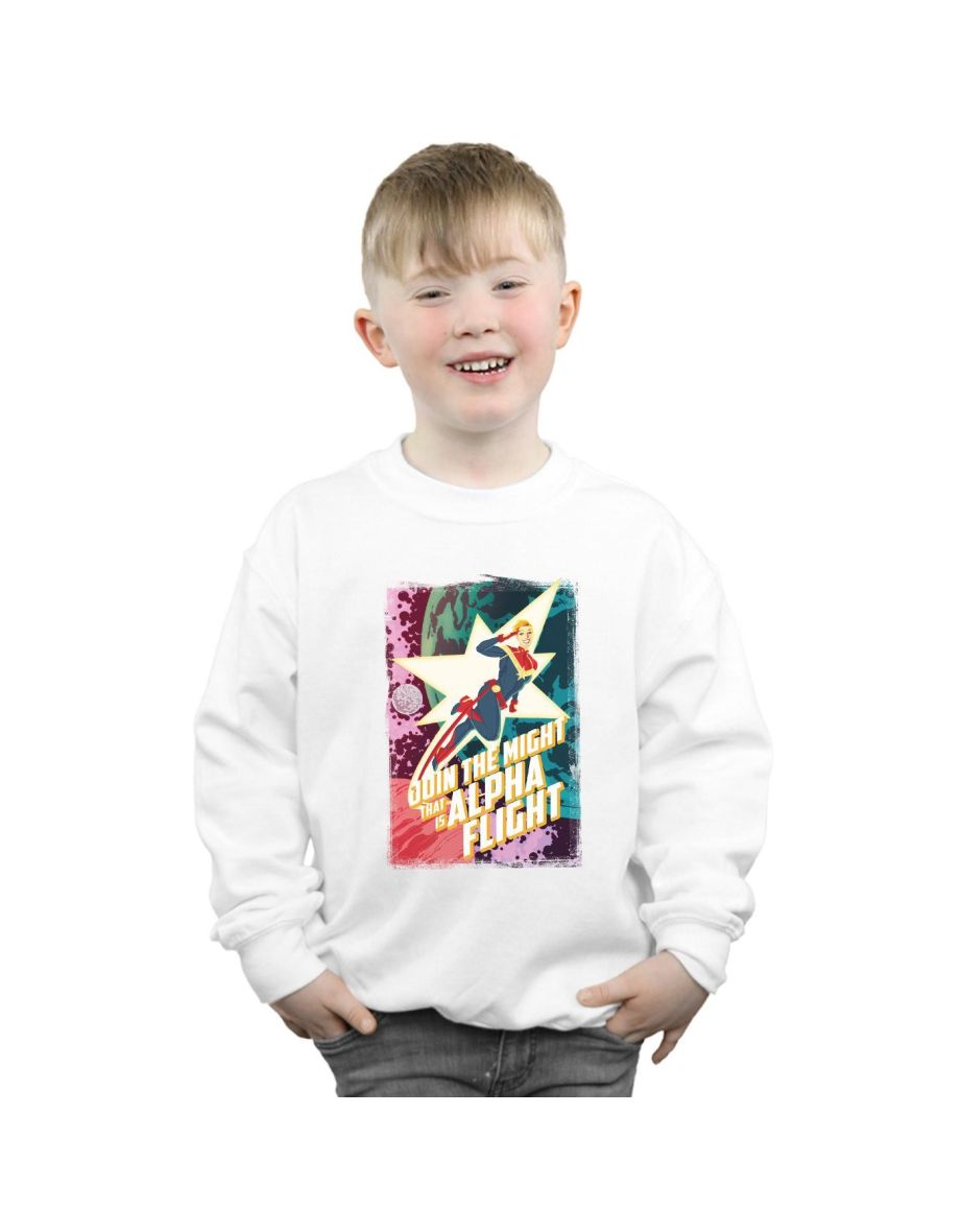 Marvel Boys Captain Marvel Alpha Flight Sweatshirt - White